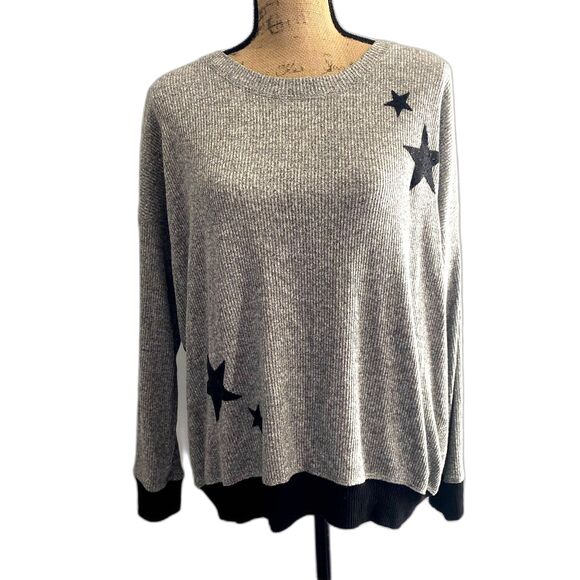 NWT Karen Kane Big Sky Embellished‎ Top Color Block Star Ribbed Size Large - Picture 2 of 7